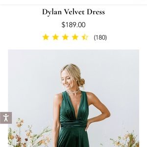 Emerald green, Dylan velvet Revelry dress